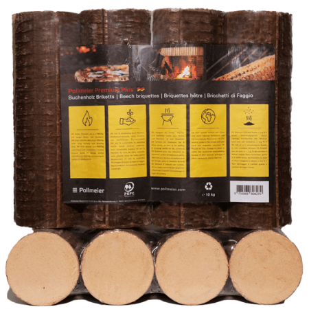 Runde Buche Brikettspallet 96 Packungen x 10 kg (960 kg) Runde Buche Brikettspallet 96 Packungen x 10 kg (960 kg)